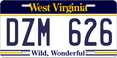 WV license plate DZM626