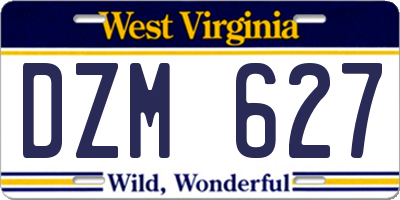 WV license plate DZM627