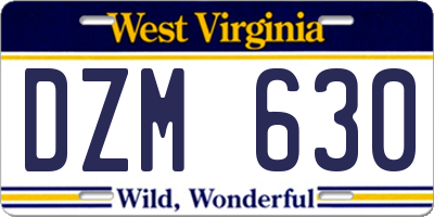 WV license plate DZM630