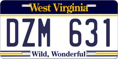 WV license plate DZM631