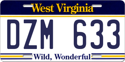 WV license plate DZM633