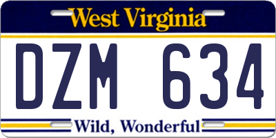 WV license plate DZM634