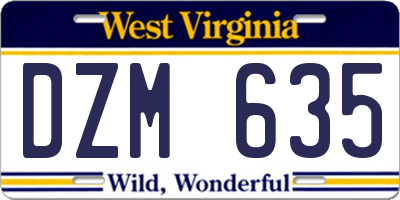 WV license plate DZM635