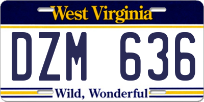 WV license plate DZM636