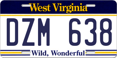 WV license plate DZM638