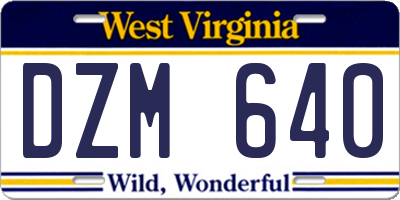 WV license plate DZM640