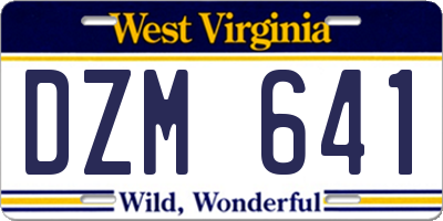 WV license plate DZM641