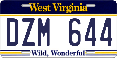 WV license plate DZM644