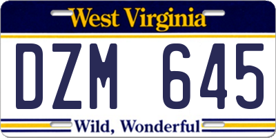 WV license plate DZM645