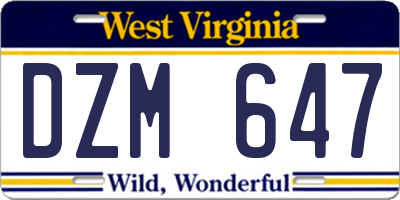 WV license plate DZM647