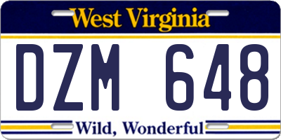 WV license plate DZM648