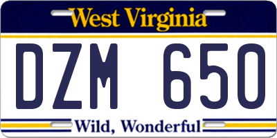 WV license plate DZM650