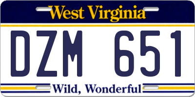 WV license plate DZM651