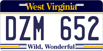 WV license plate DZM652