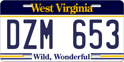 WV license plate DZM653