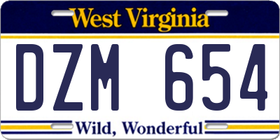 WV license plate DZM654