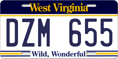 WV license plate DZM655