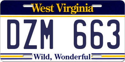 WV license plate DZM663