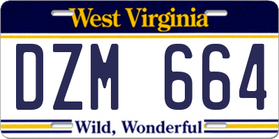 WV license plate DZM664