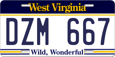 WV license plate DZM667