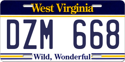 WV license plate DZM668