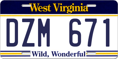 WV license plate DZM671