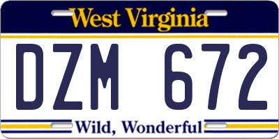 WV license plate DZM672