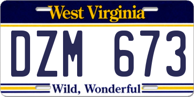 WV license plate DZM673