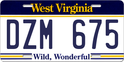 WV license plate DZM675