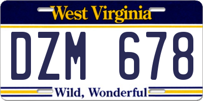 WV license plate DZM678