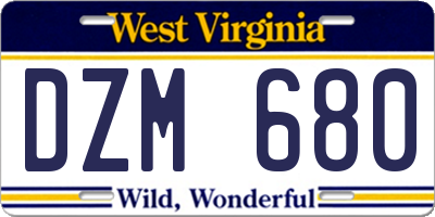 WV license plate DZM680