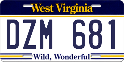 WV license plate DZM681