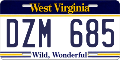 WV license plate DZM685