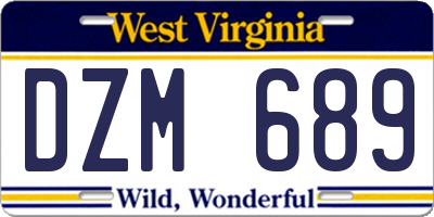 WV license plate DZM689