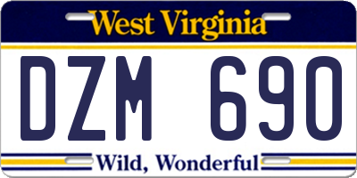 WV license plate DZM690