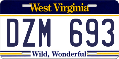 WV license plate DZM693