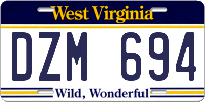 WV license plate DZM694