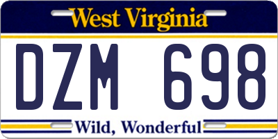 WV license plate DZM698