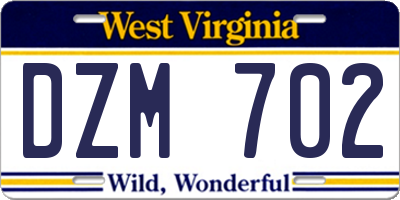 WV license plate DZM702