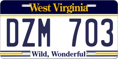 WV license plate DZM703