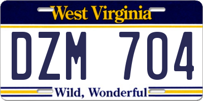 WV license plate DZM704