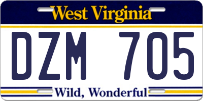 WV license plate DZM705