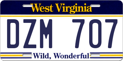 WV license plate DZM707