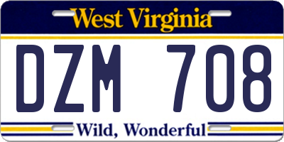 WV license plate DZM708