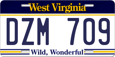 WV license plate DZM709