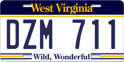 WV license plate DZM711