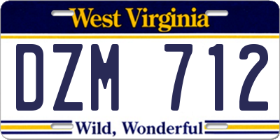 WV license plate DZM712