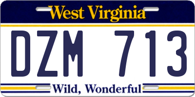 WV license plate DZM713