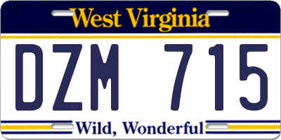 WV license plate DZM715