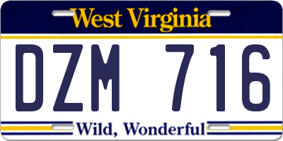 WV license plate DZM716